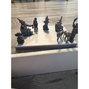 Lot Of 8 Miniature Pewter Figurines Clowns & Dogs Horses Monkey Statue Liberty